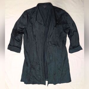 Eileen Fisher Organic Cotton Forest Night Satin Steel Jacket M